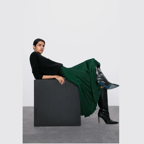 ZARA Metallic Pleated Skirt - Picture 14 of 15